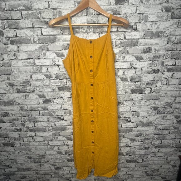 EUC Old Navy Sunflower Gold Midi Dress Size Large - Picture 1 of 12